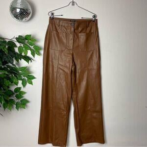 🍁 STRADIVARIUS 70s brown faux leather pants jeans 8 🍁